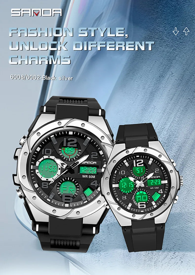 SANDA Waterproof Sports Watch Digital Couple Outdoor