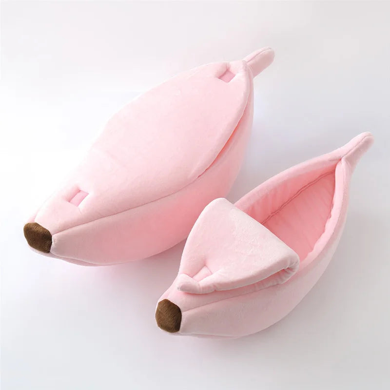 Banana Cat Bed House Cute Plush Warm Winter Pet Bed