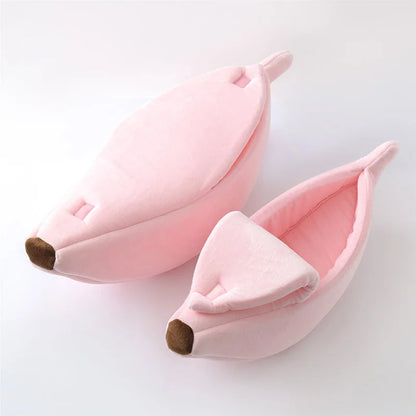 Banana Cat Bed House Cute Plush Warm Winter Pet Bed