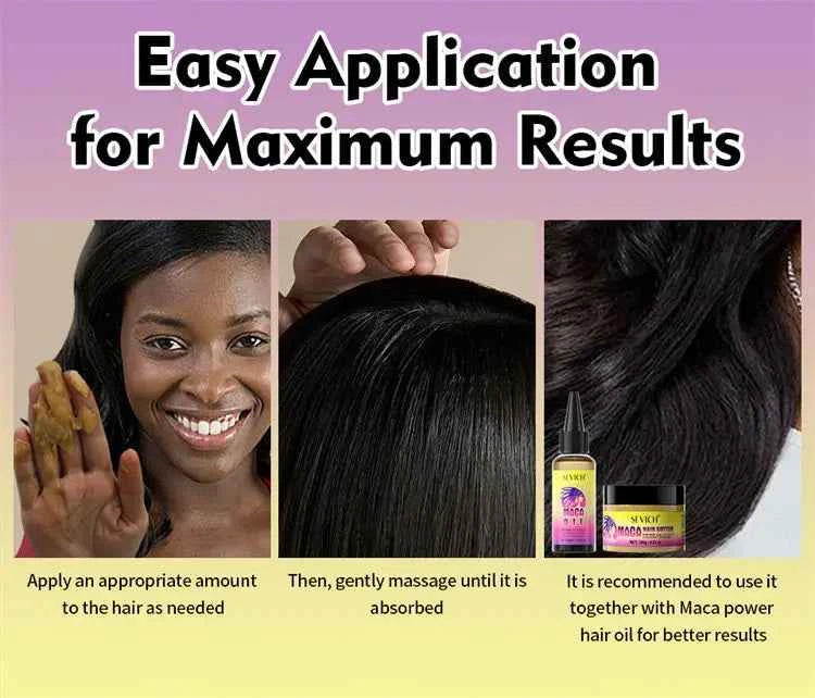 Maca Hair Growth Oil Set For Peru Maca Powder Hair Growth Butter Maca Root Hair Oil Castor Oil Anti-Hair Loss Sevich Hair Care