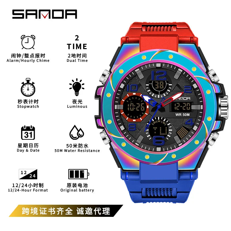SANDA Waterproof Sports Watch Digital Couple Outdoor