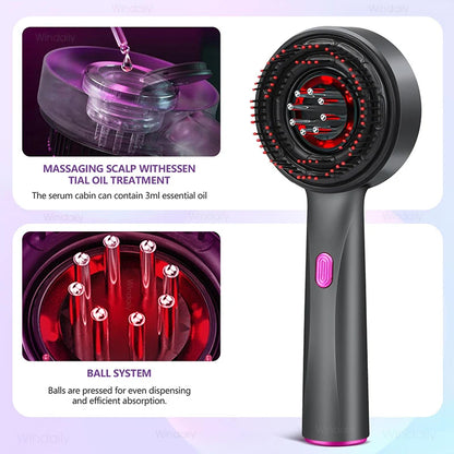 3 in 1 Red Light Therapy Head Massage Comb Hair Oil Applicator  Waterproof Hair Growth Vibration Electric Scalp Massager Brush