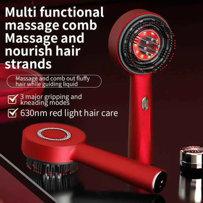 3 Modes Electric Vibration Massage Comb Red Light Therapy Hair Growth Massage Scalp Brush Oil Liquid Applicator Head Massager