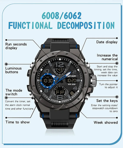 SANDA Waterproof Sports Watch Digital Couple Outdoor