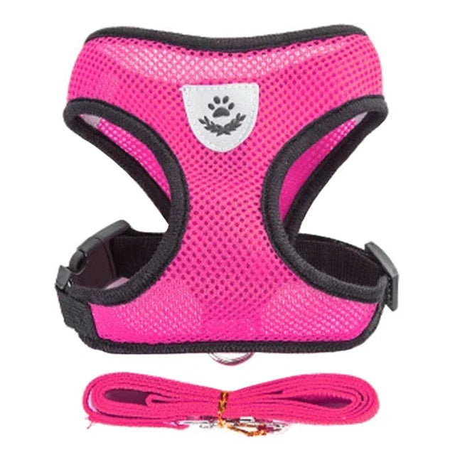 Dog Cat Harness Vest Adjustable Mesh Leash Small Medium Pets