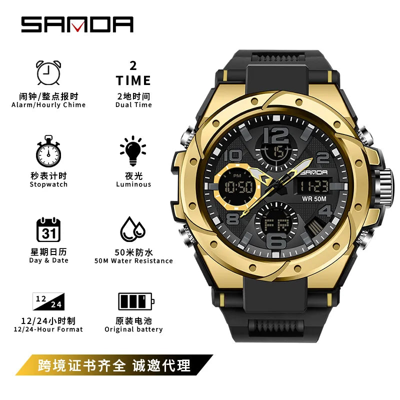 SANDA Waterproof Sports Watch Digital Couple Outdoor