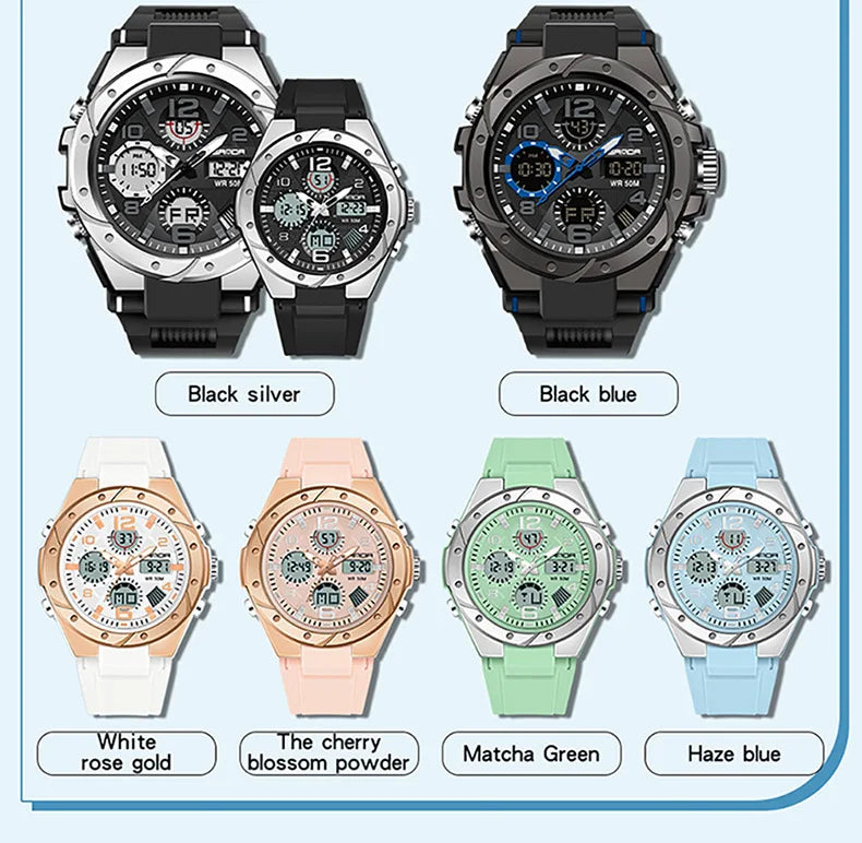 SANDA Waterproof Sports Watch Digital Couple Outdoor