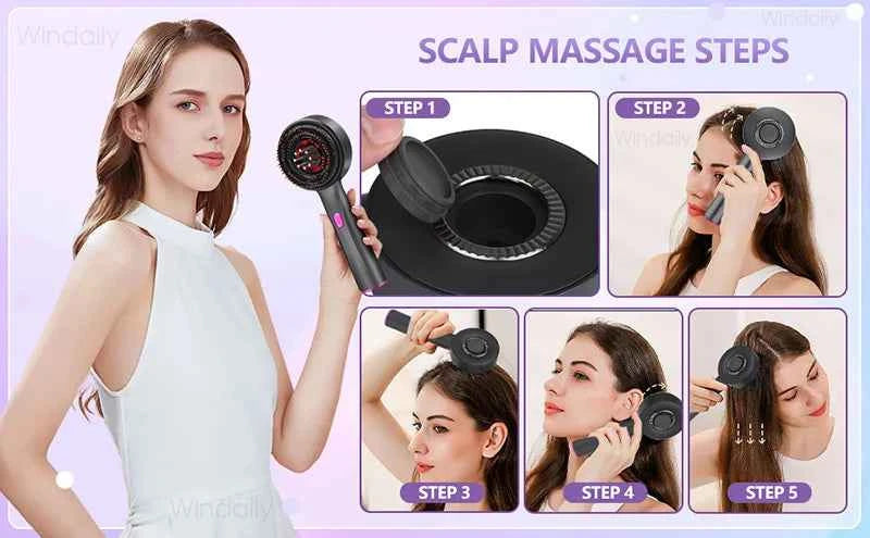 3 in 1 Red Light Therapy Head Massage Comb Hair Oil Applicator  Waterproof Hair Growth Vibration Electric Scalp Massager Brush