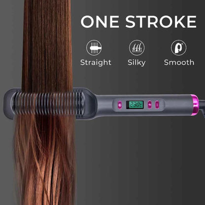 Hair Straightener Ceramic Hot Comb 2 in 1 Electric Straighten Hair Brush Negative Ion Fast Heating Styling Tool ﻿