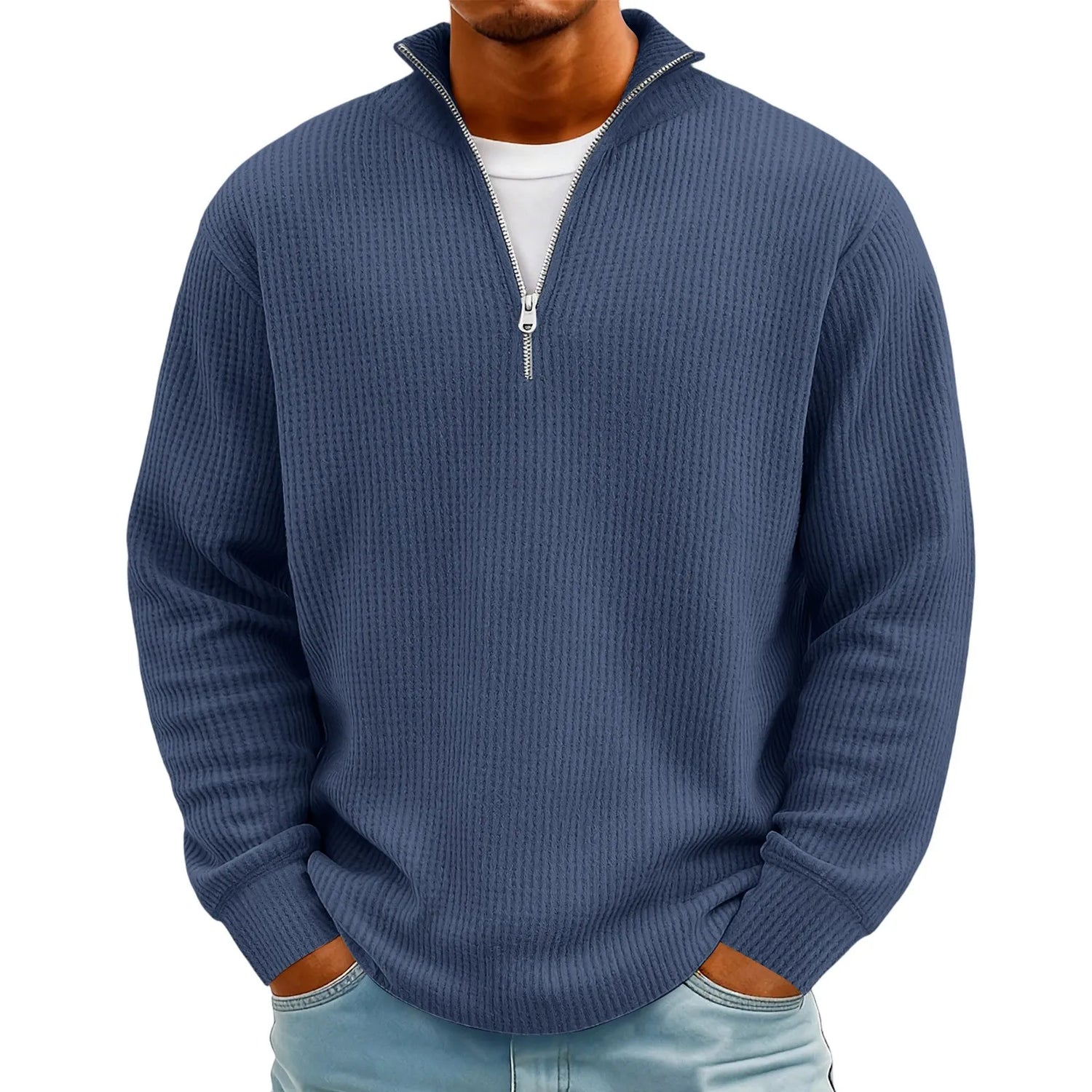 New Sweatshirts For Men Spring Waffle Long-sleeved T-shirt Men&