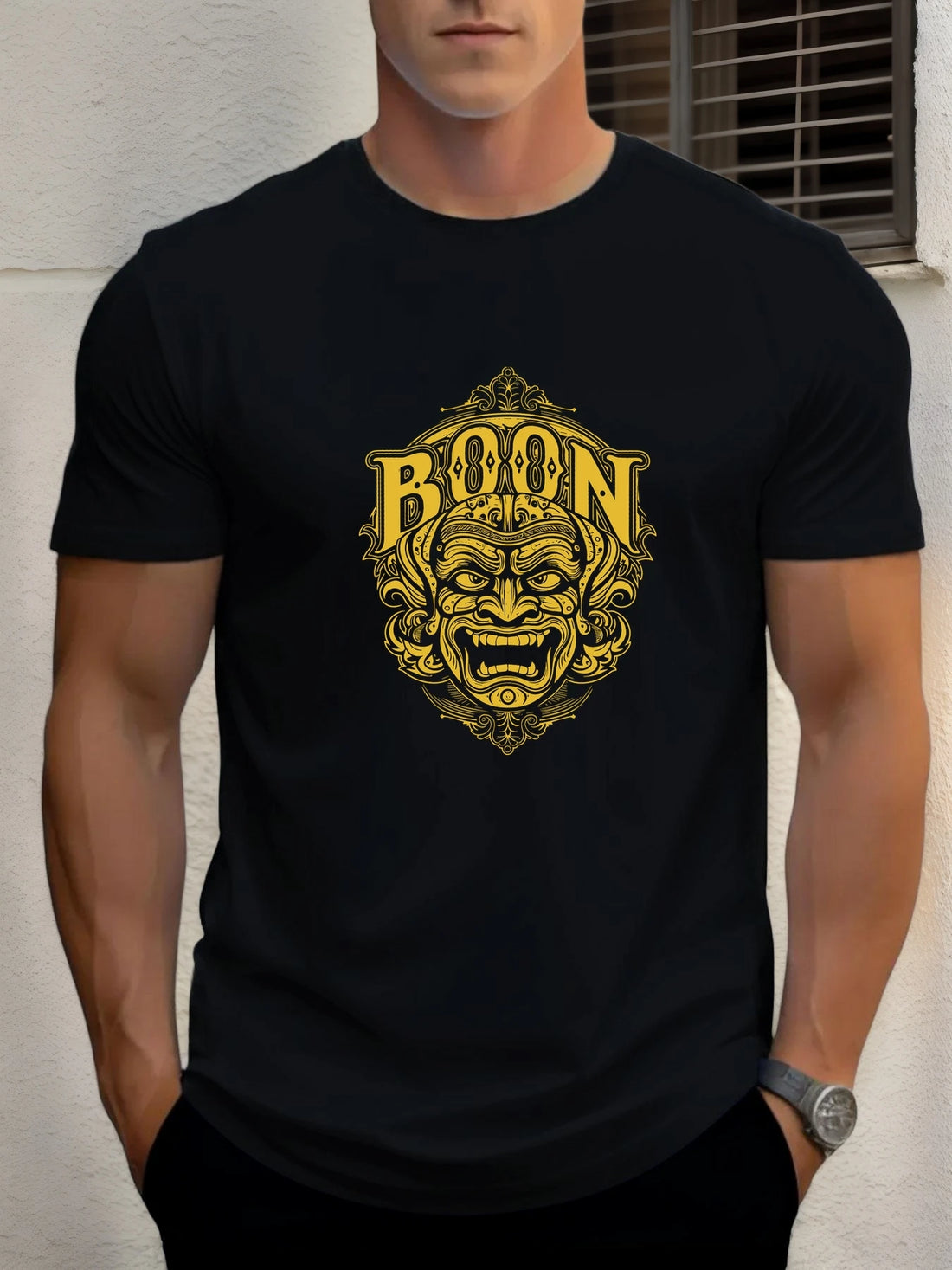T Shirts For Men Mask 100% Cotton Graphic Printing Summer Round Neck T-Shirt Casual Breathable Street Style Daily Top