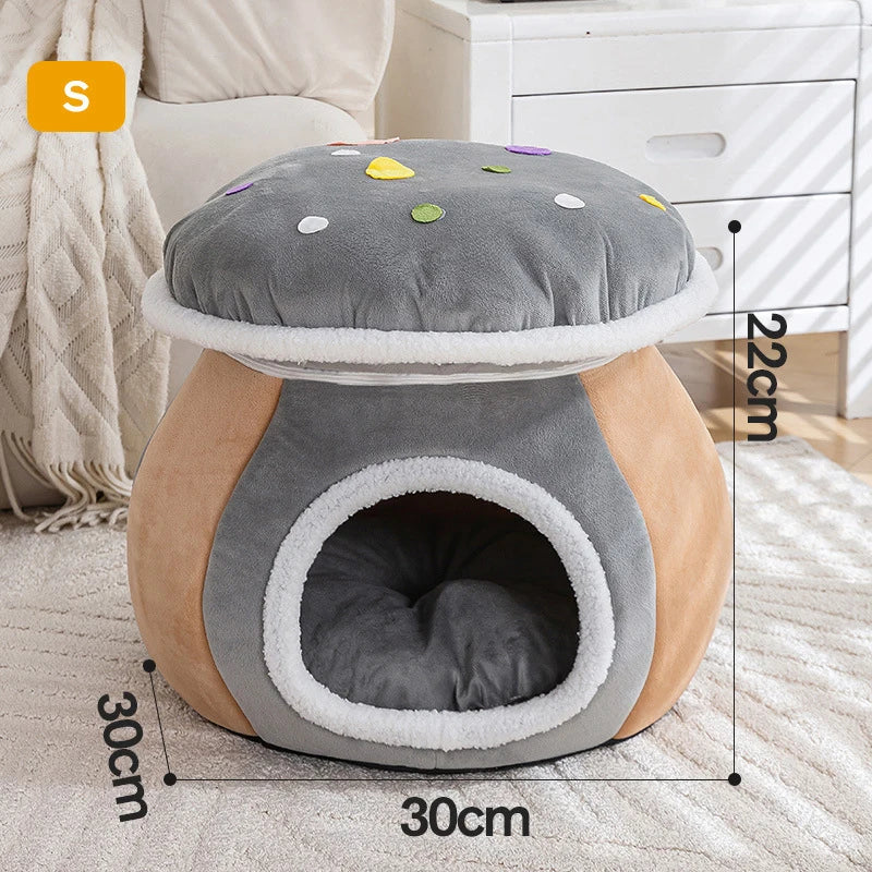 Cat Bed Cave Winter Warm Removable Cushion Pet Nest
