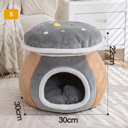 Cat Bed Cave Winter Warm Removable Cushion Pet Nest