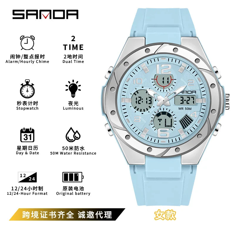 SANDA Waterproof Sports Watch Digital Couple Outdoor