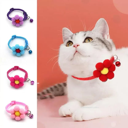 Cute cat collar with bowknot and bell made of soft nylon adjustable for kittens and small pets in various colors