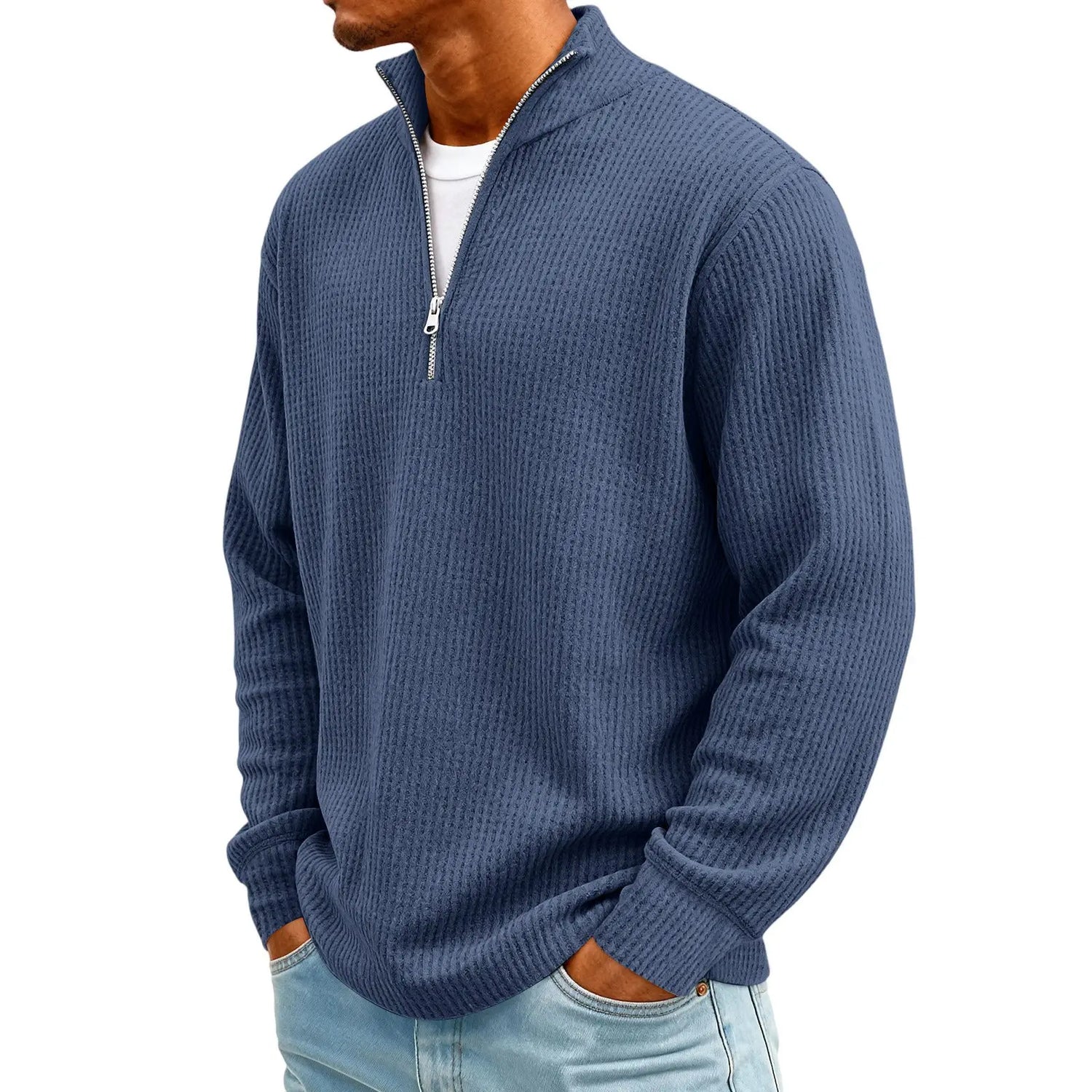 New Sweatshirts For Men Spring Waffle Long-sleeved T-shirt Men&