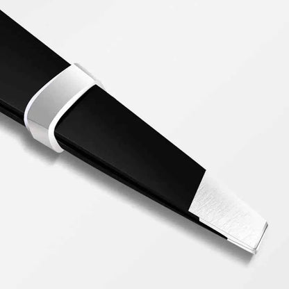 Stainless Steel Black Eyebrow Tweezer with Slant and Flat Point Beauty Tools for Eyelash Tweezer &amp; Ingrown Hair Removal