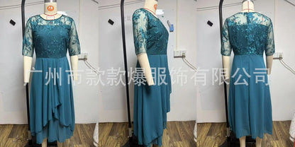 Evening Dress Vestidos Dresses 2025 Woman Elegant Temperament Gentle SlimI Irregular Solid Color Fashion Banquet Chiffon French