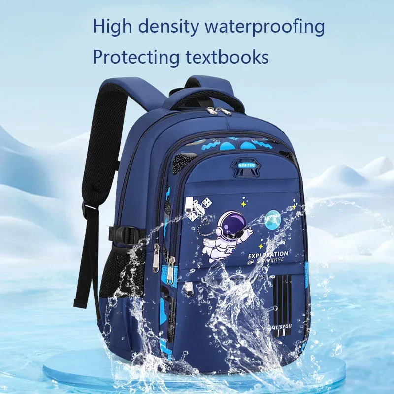 Kids Astronaut School Backpack Waterproof Boys Book Bag