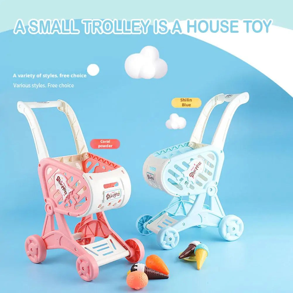 Kids Shopping Cart Toy Supermarket Pretend Play Trolley