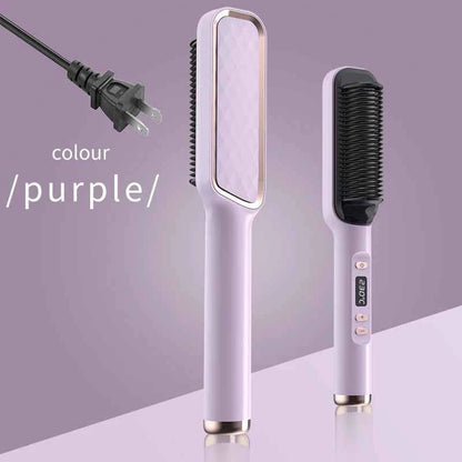Hair Straightener Ceramic Hot Comb 2 in 1 Electric Straighten Hair Brush Negative Ion Fast Heating Styling Tool ﻿