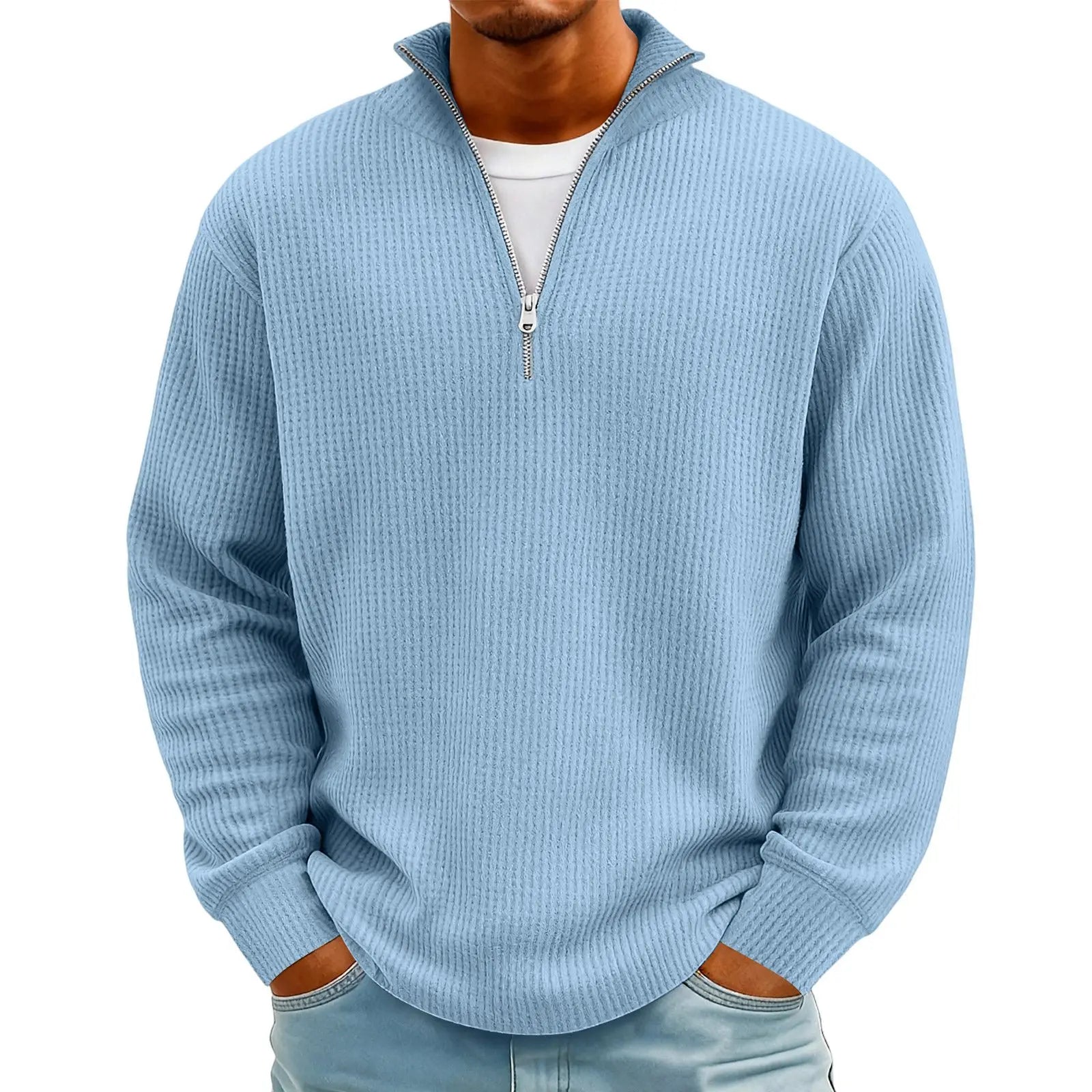 New Sweatshirts For Men Spring Waffle Long-sleeved T-shirt Men&