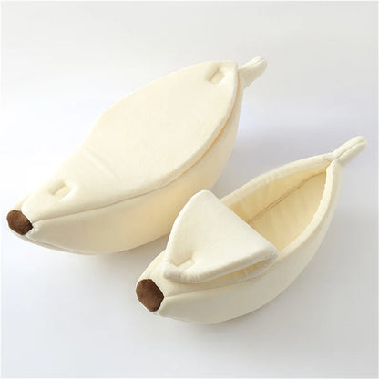 Banana Cat Bed House Cute Plush Warm Winter Pet Bed