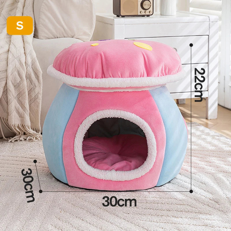 Cat Bed Cave Winter Warm Removable Cushion Pet Nest