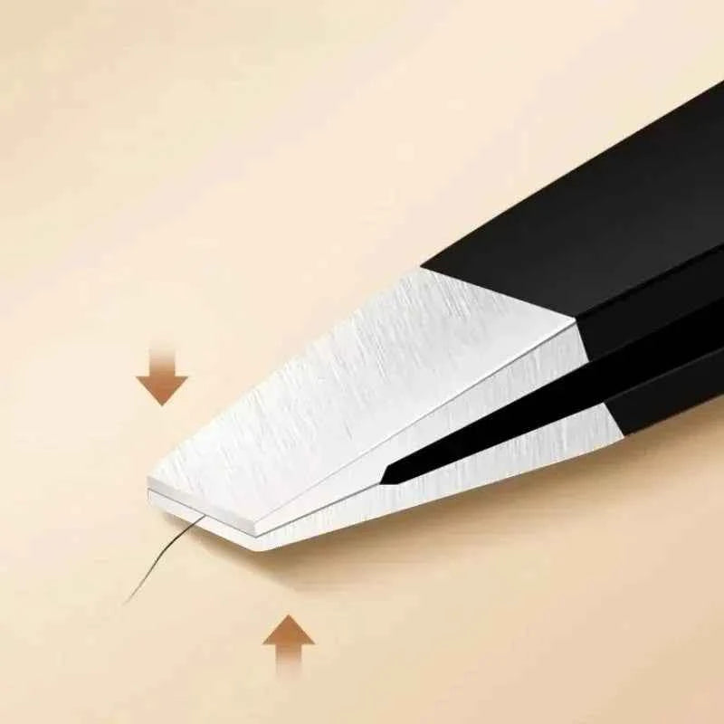 Stainless Steel Black Eyebrow Tweezer with Slant and Flat Point Beauty Tools for Eyelash Tweezer &amp; Ingrown Hair Removal