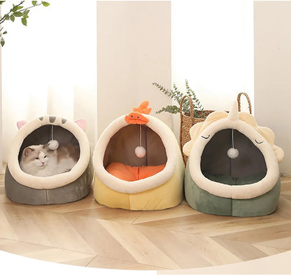 Cat Bed Cave Deep Sleep Foldable Washable Pet Bed
