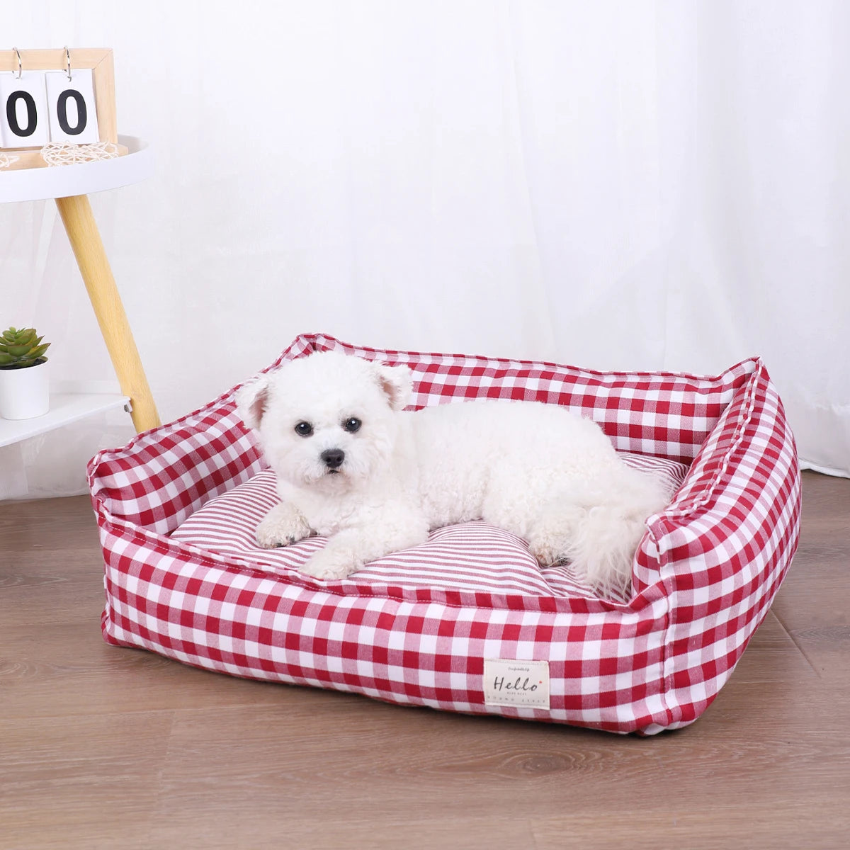Small Dog Bed Plaid Soft Pet Sofa Cushion Mat