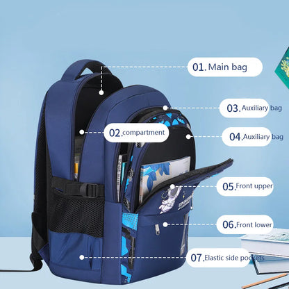 Kids Astronaut School Backpack Waterproof Boys Book Bag