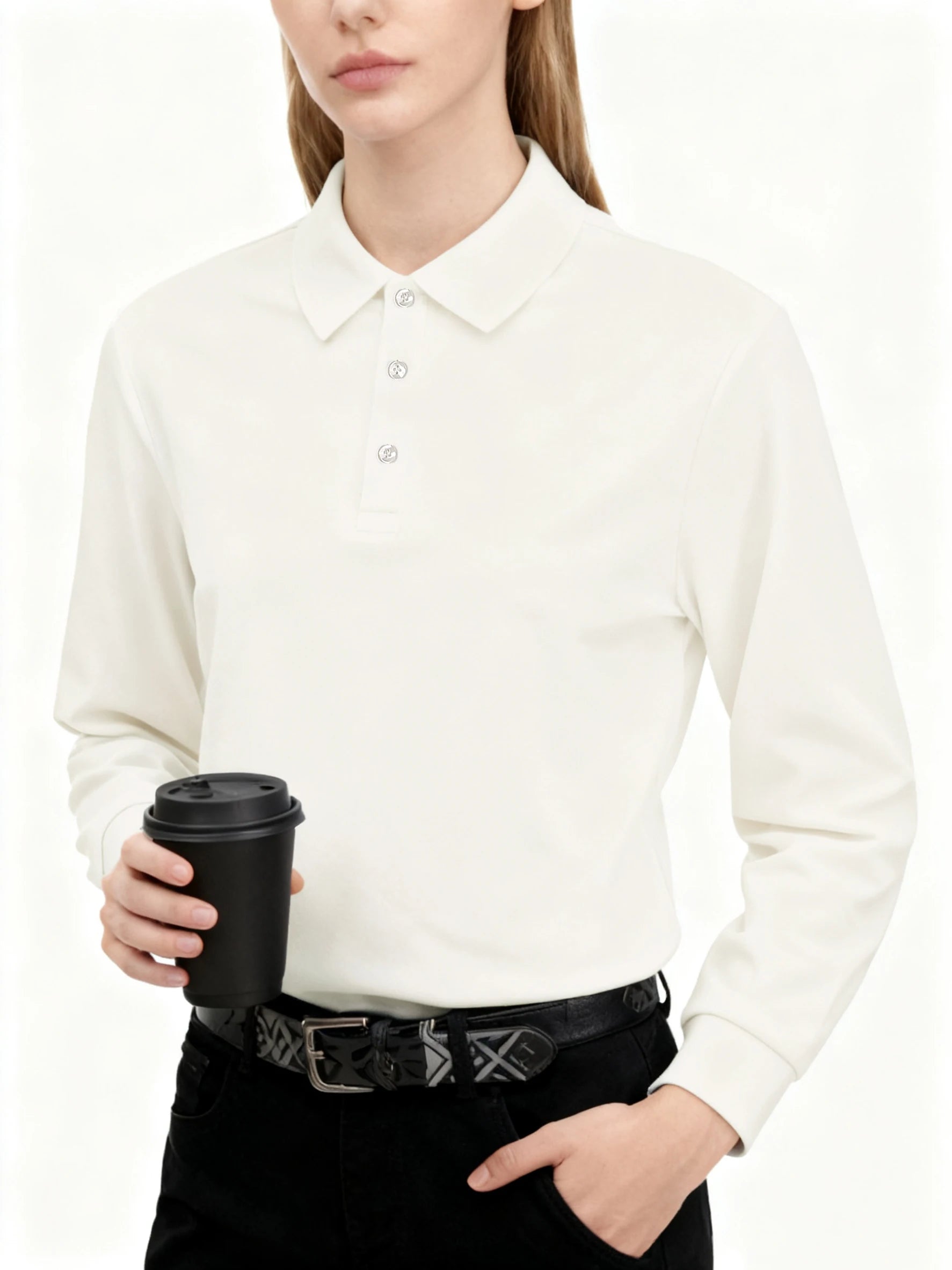 Solid Polo Shirts Womens Long Sleeves Slim GOLF shirt Commuting Winter Breathable Lapel Tops Sporty Comfortable Womans Clothes