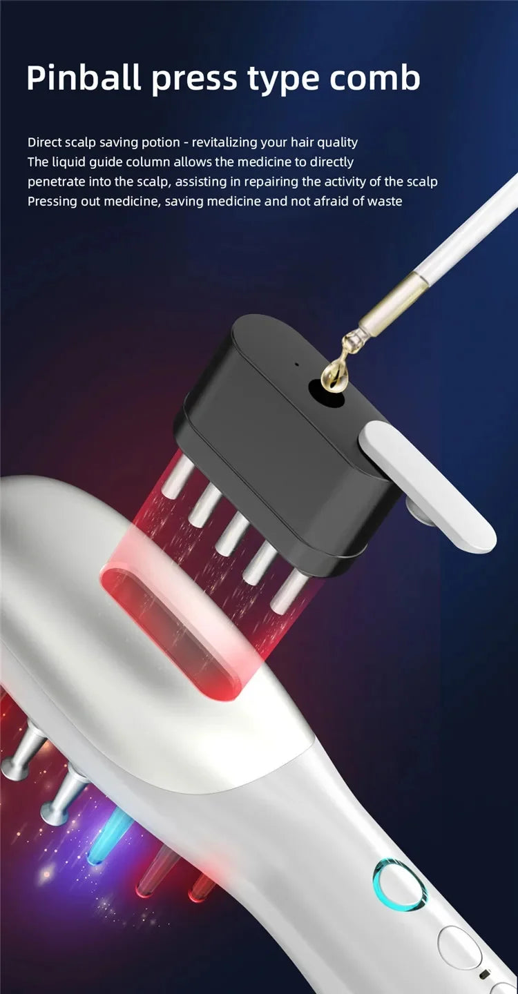 Electric EMS Scalp Massager Comb LED Light Head Massager with Hair Oil Applicator for Scalp Relax Hair Growth Fit All Hairstyle