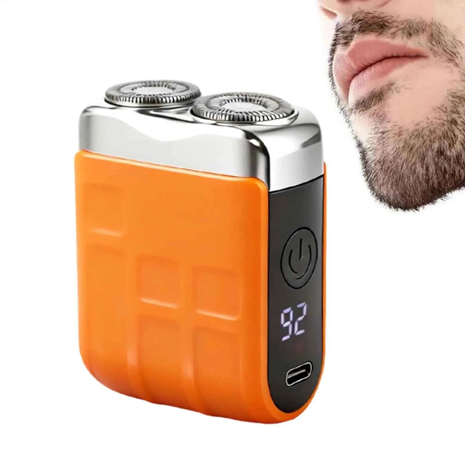Mini Electric Smart Shaver Portable Cordless Rechargeable Double Cutter Men Shavers Digital Display Shaver Facial Beard Trimmer