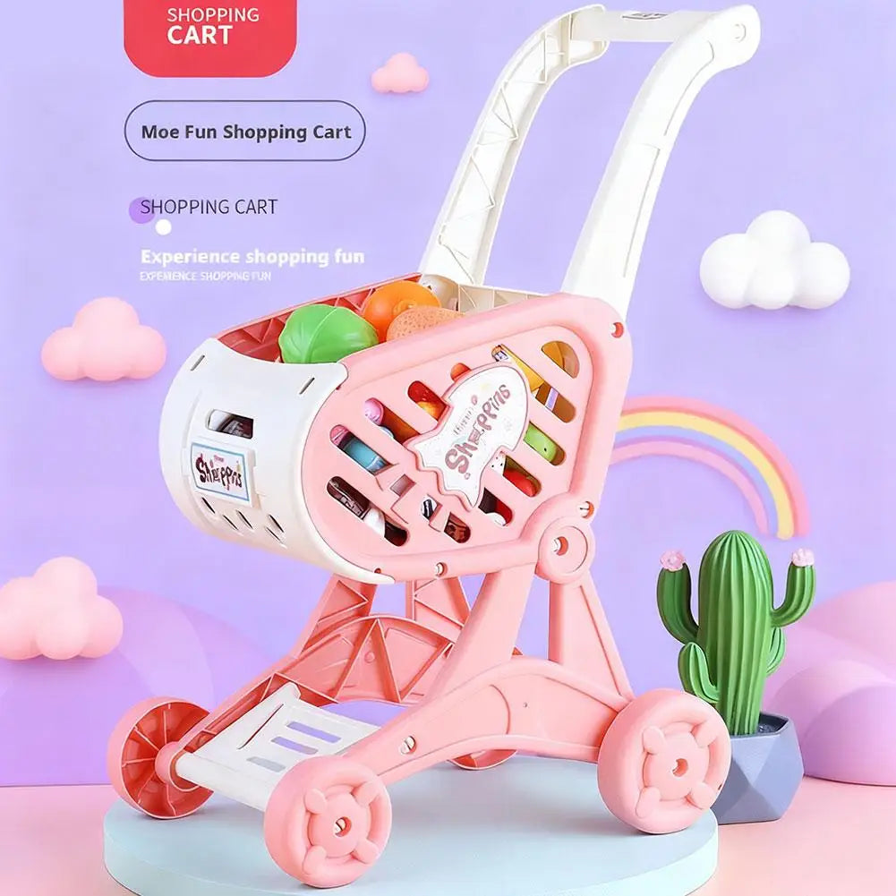 Kids Shopping Cart Toy Supermarket Pretend Play Trolley