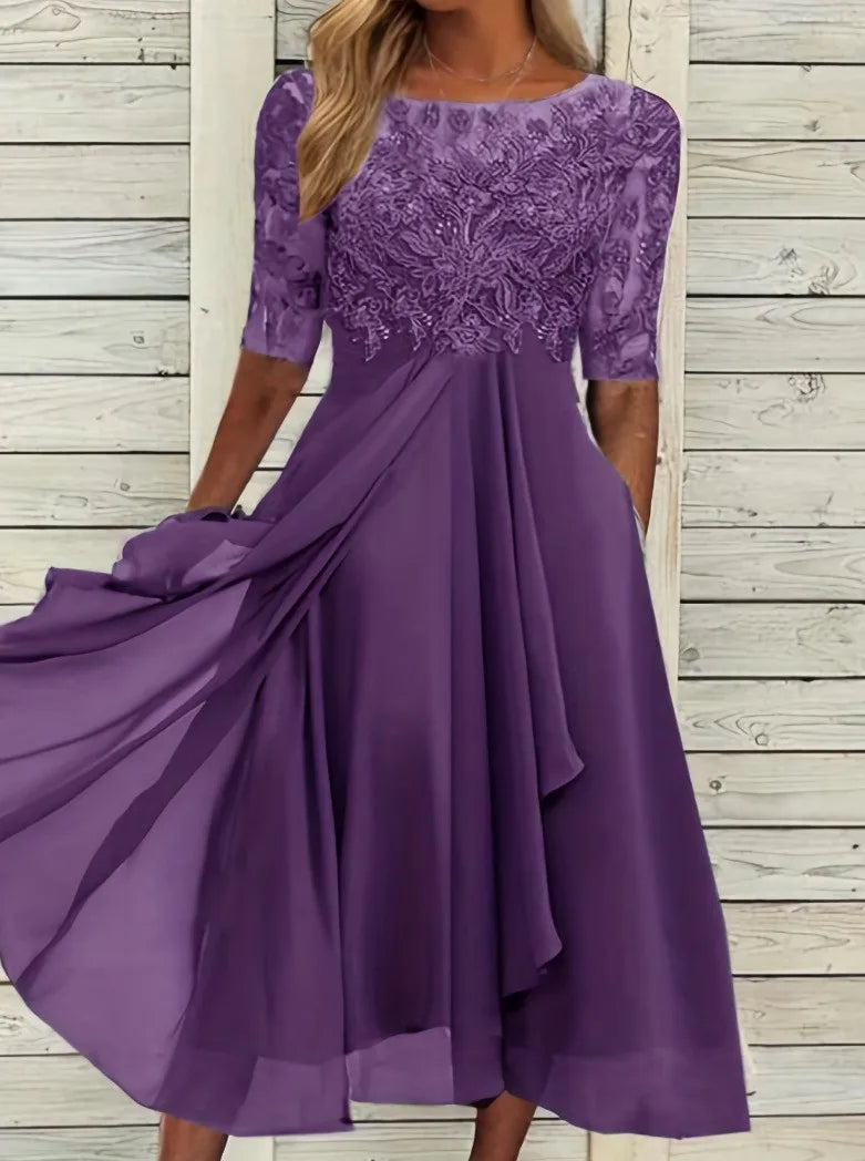 Evening Dress Vestidos Dresses 2025 Woman Elegant Temperament Gentle SlimI Irregular Solid Color Fashion Banquet Chiffon French