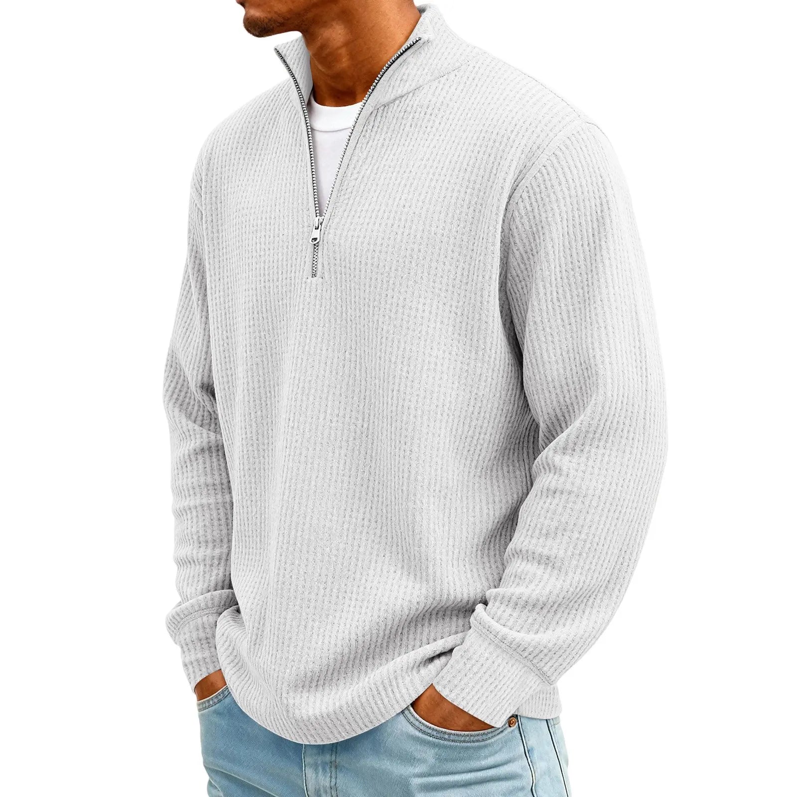 New Sweatshirts For Men Spring Waffle Long-sleeved T-shirt Men&