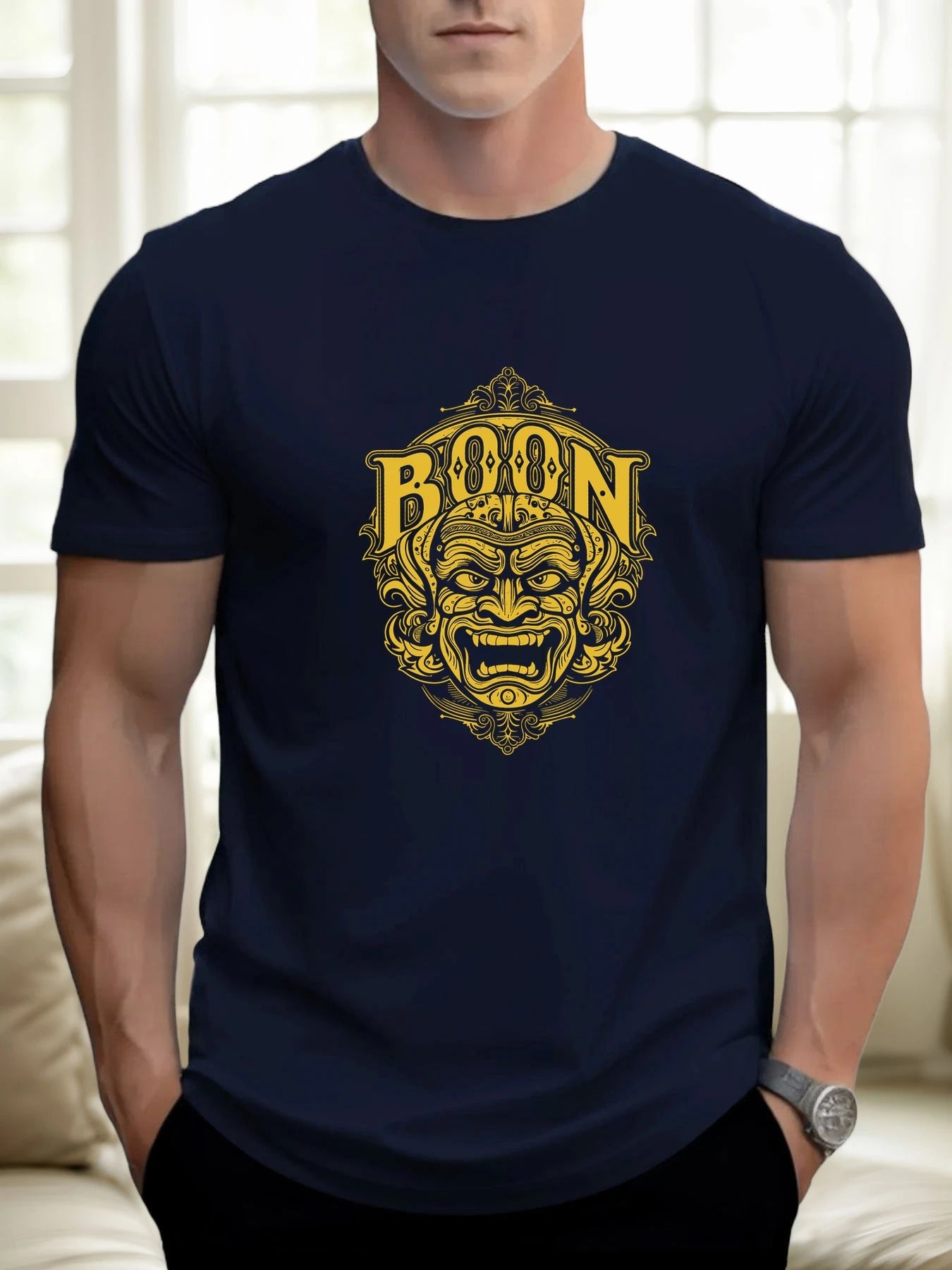 T Shirts For Men Mask 100% Cotton Graphic Printing Summer Round Neck T-Shirt Casual Breathable Street Style Daily Top