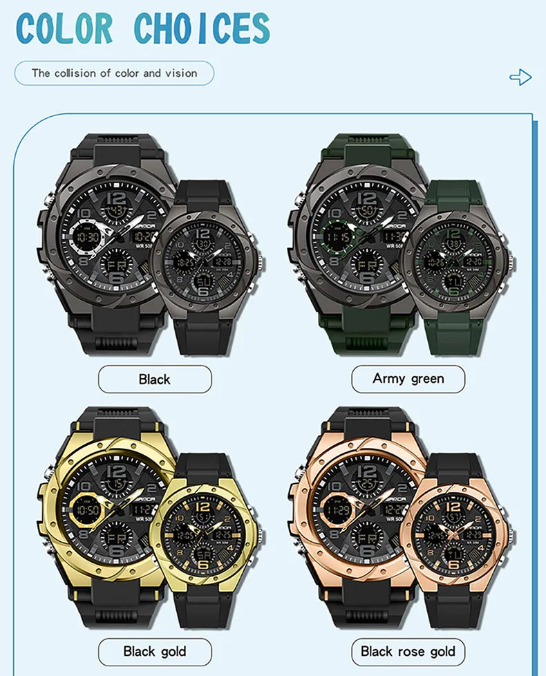 SANDA Waterproof Sports Watch Digital Couple Outdoor
