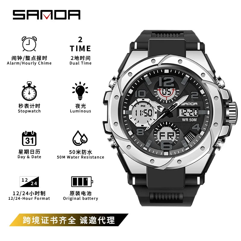 SANDA Waterproof Sports Watch Digital Couple Outdoor