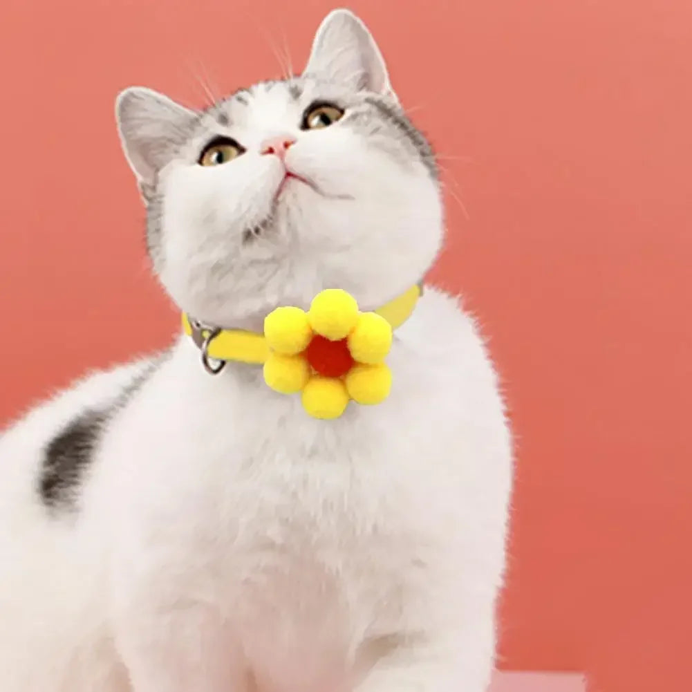 Cute cat collar with bowknot and bell made of soft nylon adjustable for kittens and small pets in various colors