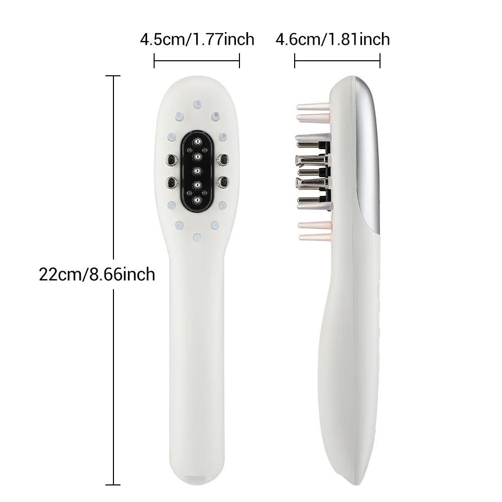3 in 1 EMS Hair Growth Massage Comb with Hair Oil Dispenser Red Blue Light AntiHair Loss High Frequency Vibration Scalp Massager