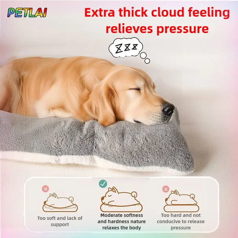 Large dog bed mat double sided warm sleeping pad for big dogs soft washable pet bed for winter use