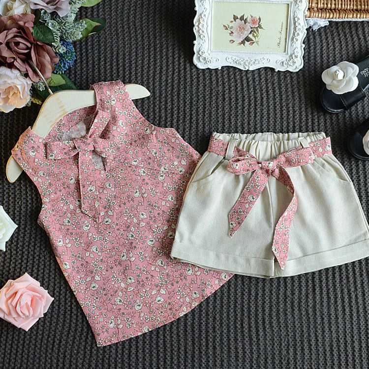 Baby Girls Summer Outfit Vest &amp; Shorts Set Toddler 2Pcs