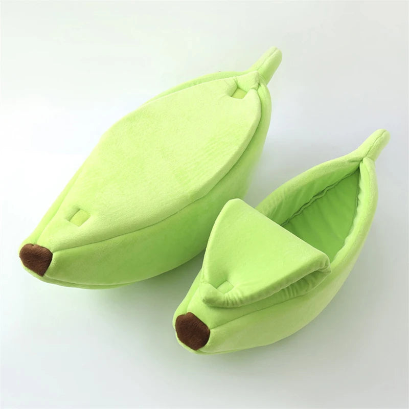 Banana Cat Bed House Cute Plush Warm Winter Pet Bed