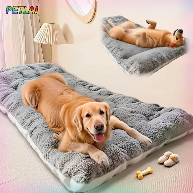 Large dog bed mat double sided warm sleeping pad for big dogs soft washable pet bed for winter use