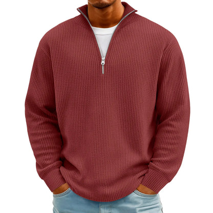 New Sweatshirts For Men Spring Waffle Long-sleeved T-shirt Men&
