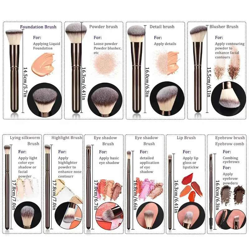 10pcs Professional Makeup Brush Set,Powder,Blusher,Foundation Brush,Highlight,Eye Shadow,Lip Brushes Beauty Make Up Tools