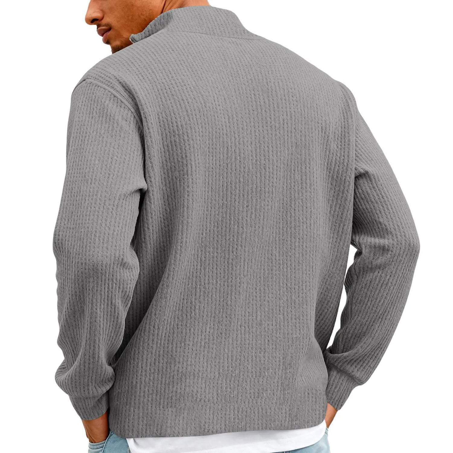 New Sweatshirts For Men Spring Waffle Long-sleeved T-shirt Men&